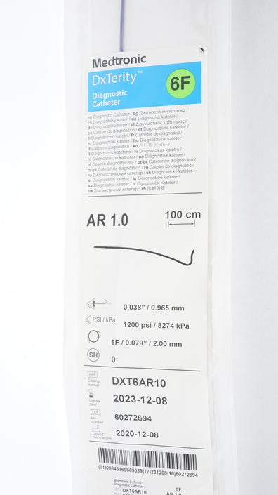 Medtronic DXT6AR10 DxTerity AR 1.0 Diagnostic Cath. 6F x 100cm (x)